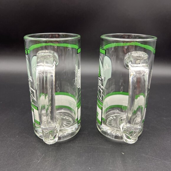 Set Of 2 Vintage New York Jets Handled Heavy Glass Beer Mugs Libby NFL 1980s - Picture 4 of 12